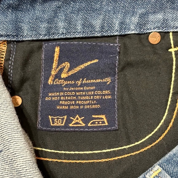 Citizens of Humanity Sophia Split Front Distressed Denim Knee Length Skirt - 6 - Picture 12 of 16